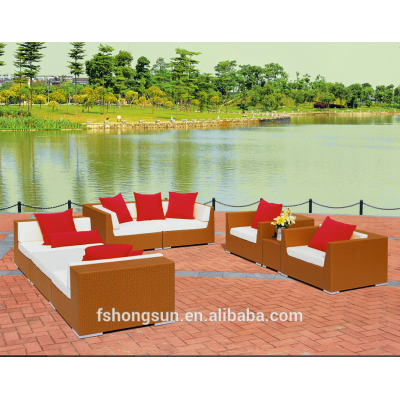 Luxurious style aluminum frame rattan sofa set