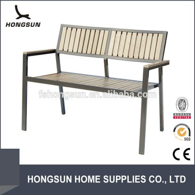 Foshan outdoor metal frame wooden long bench chair