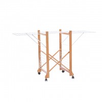 Moving foldable cloths drying rack wood small furniture